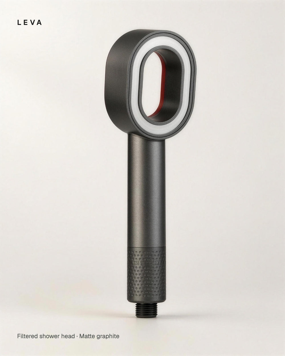 Leva filtered shower head in matte graphite
