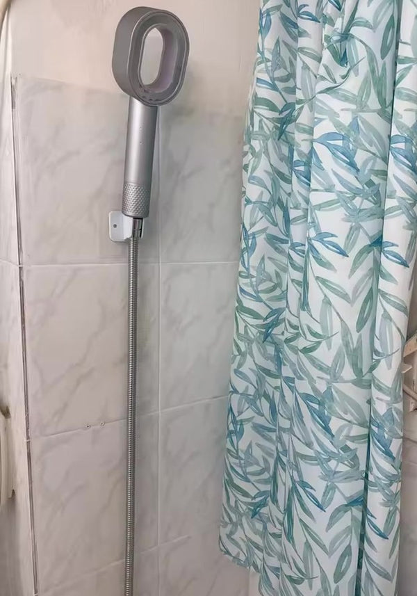 Shower head mounted in a tiled shower
